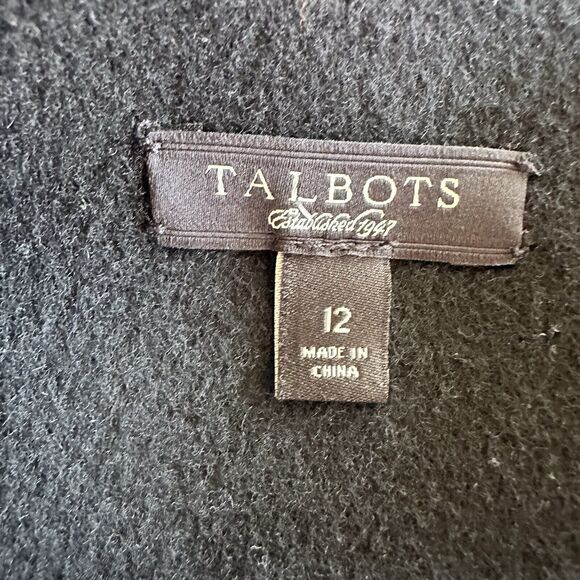 Talbots Wool Sheath Dress Size 12 Blue Black Colorblock Professional - Picture 8 of 8